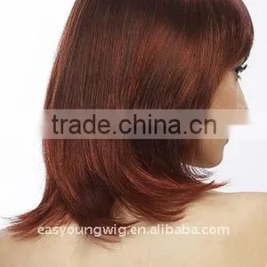 Red Straight Hair Wigs, Machine Made Skin Burgundy Hair Wigs thumbnail-3