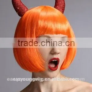 Halloween Festival Wigs for Kids With Horn,yellow Party Wigs thumbnail-1