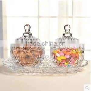 3pieces of One Set Home Table Centerpieces Colourful Crystal Glass Jars With Lid Terarium for Food thumbnail-3