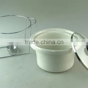 Plain White Ceramic Pots , White Ceramic Soup Tureen With Lid , Ceramic Stew Pot With Iron Stand thumbnail-2