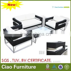 New Design Rattan Sofa 4 pc Leisure Aluminum Frame Outdoor Furniture Used Garden Sofa Set thumbnail-1