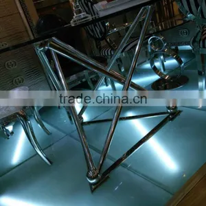Glass Top Stainless Steel Base Dining Table and Chair AH126 thumbnail-3