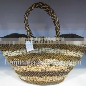 Natural Seagrass Handmade Fashion Tote Bag With Cloth Lining thumbnail-1