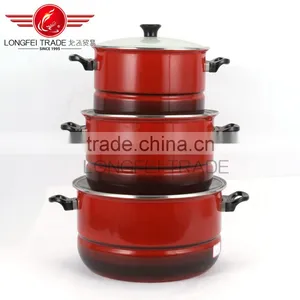Yiwu New Design High Quality 3pcs Enamel Porcelain Enamel Cookware Set Wholesale thumbnail-1