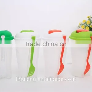 Wholesale BPA-Free Plastic Salad Shaker /plastic Salad Cup With Fork/plastic Salad Shaker on the Go thumbnail-2