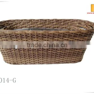 Oval Shape PE Rattan With Liner Plastic Flower Pot thumbnail-2