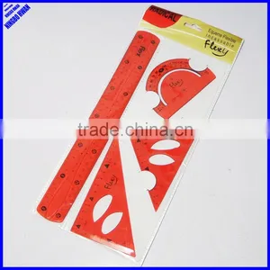 New Designer 4pcs Clear PVC Flexible Math Set thumbnail-1