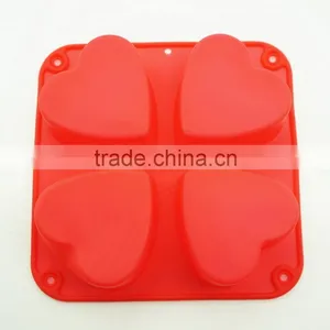 11193 Top Quality Silicone Flexible 4 Cavity Heart Shaped Soap Molds thumbnail-5