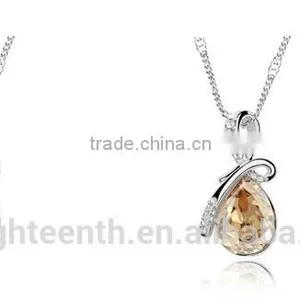 2016 Cheap Women's Rhinestone Chain Crystal Pendent Necklace Waterdrop Jewelry Xmas Christmas Gift for Decoration thumbnail-2