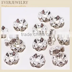 Gold Tone Rhinestone Roundel 8mm 10mm Spacer Beads thumbnail-1