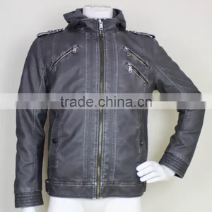 Fashion Mens Leather Jackets With Hood thumbnail-1