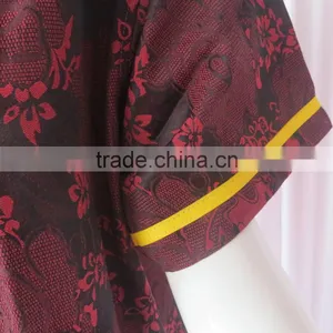 Wine Red Floral Jacquard Pyjamas V-Neck Pyjamas For Sauna Steam Clothes Set Women thumbnail-3