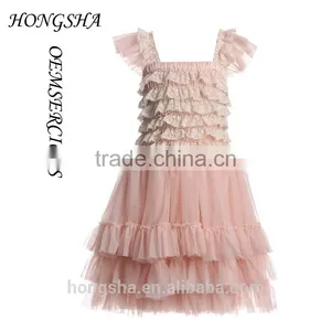 Blush Pink Ballroom Lace Tulle Dress Removable Overskirt Baby Girl Wedding Bridemaid Dress HSD7835 thumbnail-5
