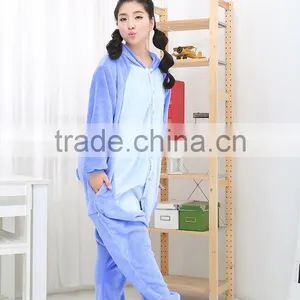 Flannel Cartoon Adult Animal Jumpsuit Animal Pajamas Jumpsuit Blue Stitch Design thumbnail-3
