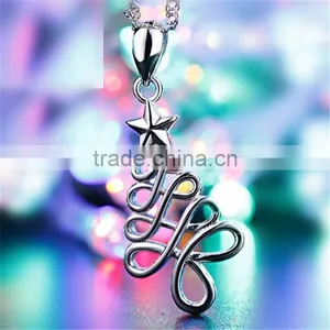 Christmas Gift 925 Sterling Silver Hang Christmas Trees Pendant thumbnail-1