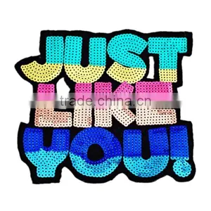 2017 Hot Sales Letter Sequins Patch Applique Embroidery thumbnail-1
