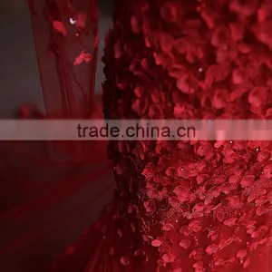 MGOO Top Selling Handmade China TraditionalWedding Dress Pearl Evening Dress Red Long Sleeve Prom Dress 2065 thumbnail-6