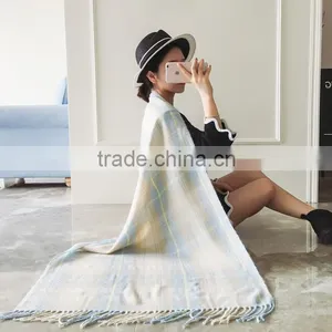 Popular Style Girl Scarf Spring and Autumn Grid Imitated Cashmere Material Useful for Nearly Any Occasion Ladies Cappa thumbnail-2