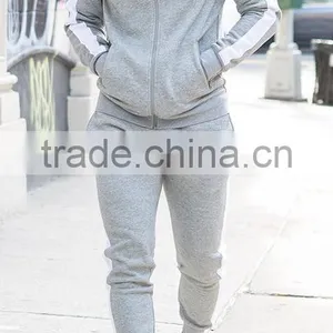 Cotton Spandex Gym Tracksuit Wholesale Jogger Pants With Contrast White Piping to Slide Seams thumbnail-4