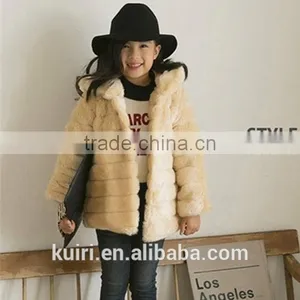 2016 Fashion Kids Faux Fur Coat, Baby Autumn and Winter Warm Outwear Clothes Children Long Faux Rabbit Strip Fur Jackets thumbnail-4