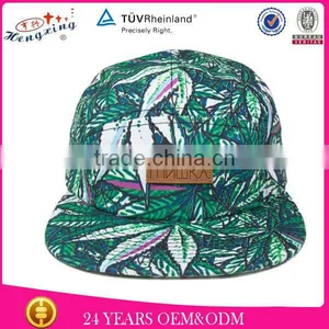 Leather Label Flat Brim Custom Adjustabel Plastic Strap Cap thumbnail-1