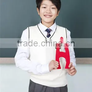Juqian Knitwear Vest School Uniform Wholesale / V Neck Sweater Kids Knit Vest Pattern Child Sleeveless Sweater thumbnail-3