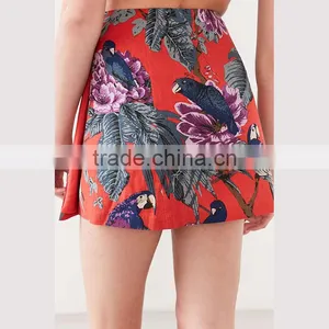 New Design Summer 2017 Fashion Floral Mini Wrap Skirt thumbnail-4