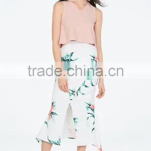 Pictures of Long and Tops Printed Floral Front Slit Skirts thumbnail-2