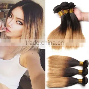 8A Grade Virgin Human Hair Bundles 1b/27 Ombre Peruvian Yaky Straight Hair thumbnail-1