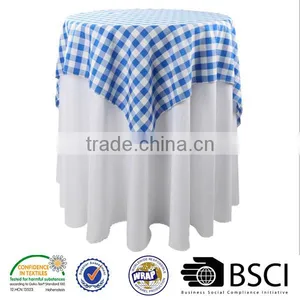 White and Blue Polyester Checked Tablecloth Indoor and Out Door thumbnail-1