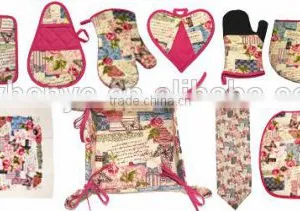 AZO-free Flower Design Cotton Twill Potholder With Knitting thumbnail-3