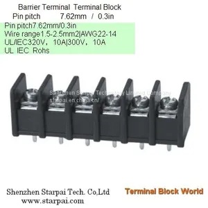 Barrier Terminal Block High Power Automotive Terminal Block Connector/Socket Pitch 7.62mm thumbnail-1