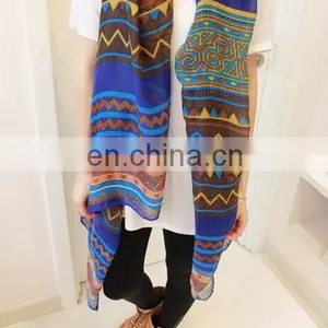 Blue Ttextured Geometric Ripple Gaze de Paris Simple Elegant Women Fashion Scarves thumbnail-1