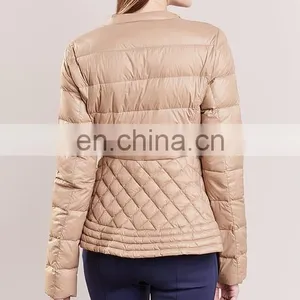 Comfortable Shiny Fabric Women Light Feather Down Jacket thumbnail-3