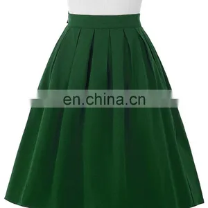 Belle Poque Women Midi Dark Green Retro Vintage Skirts BP000154-4 thumbnail-5