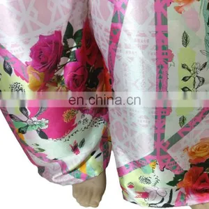 Japan Satin Silk Rose Printed Palazzo Pants / Ladies Casual Party Wear Trousers 2017 (beach Wear Palazzo Trousers Pant) thumbnail-2