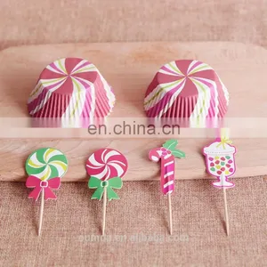 High Quality Paper Backing Cups With Cake Pick Flags thumbnail-1