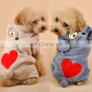 Popular Dog Hoodie Plain Fleece Dog Clothing Pet Garment Warm Dog Sweater Coat thumbnail-1
