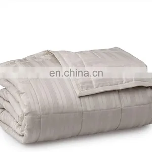 100% Cotton Sateen Woven Stripe Quilt 500 Thread Count Premium Modern Bedspread thumbnail-1