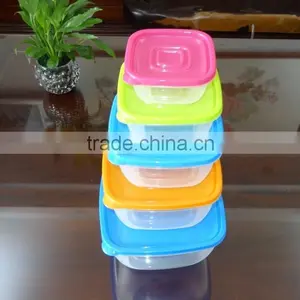 Popular 5 Pcs Set Square Plastic Food Storage Container / Food Storage Box thumbnail-1