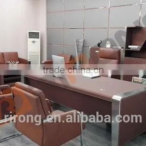 Antique Customized Colorful Wooden Commercial Front Executive Office Desk With Genuine Leather Cover Design thumbnail-2