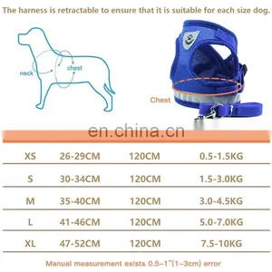Dog Harness With Leash Summer Pet Adjustable Reflective Vest Walking Lead for Puppy Polyester Mesh Harness thumbnail-5