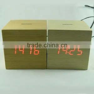 LED Wooden Digital Table Clock With Touch Function for Snooze thumbnail-2