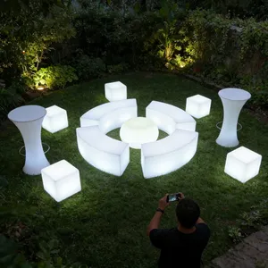 Glowing Illuminated Outdoor Garden Night Club Lounge Led Chairs Tables Furniture Sectional Sofas Set Lighting for Party Event thumbnail-3
