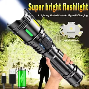 Hot Emergency Power Display Telescopic Zoom Aluminum Alloy USB Rechargeable Body White Led Torches Lights Tactical Flashlights thumbnail-1