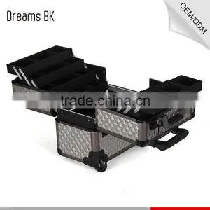 2016 High Quality Aluminum Trolley Make up Case Beauty Display Case With Rolling Wheels thumbnail-5