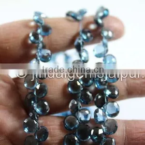 Wholesale Fine Grade London Blue Topaz Faceted Heart Beads 7 MM thumbnail-2