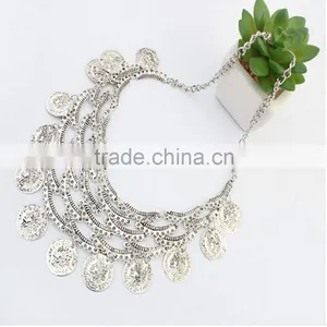 Hot Sale Short Chain Gold and Silver Necklace Coin Tassel Necklace Wholesale thumbnail-2