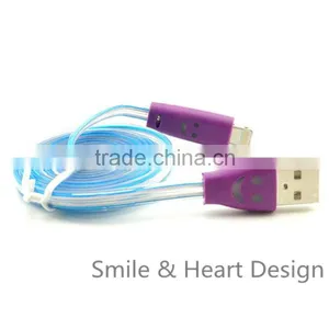 Android Universal Smile Flat Noodle Micro USB Dc Charging Cable thumbnail-3