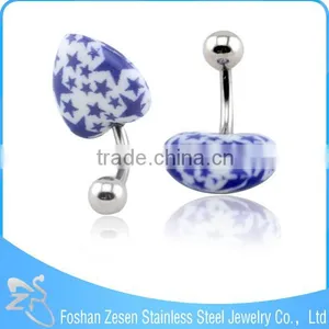 Fancy Lady Girl Resin Heart Shape Belly Ring Barbells Piercing thumbnail-1